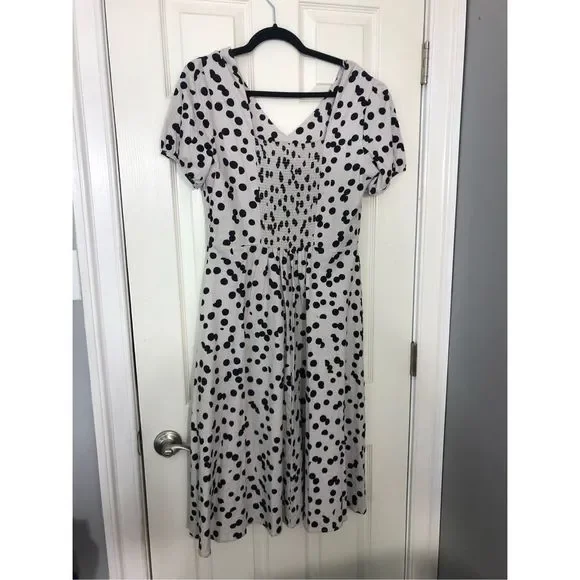 Tahari A Line linen blend polka dot dress new - Picture 2 of 4